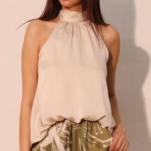 Hammered Satin Halter Bubble Top